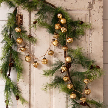 Mercury Glass Ornament Garland - Gold