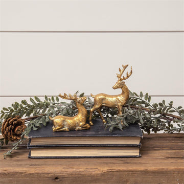 Set of Two Gold Deer Figurines