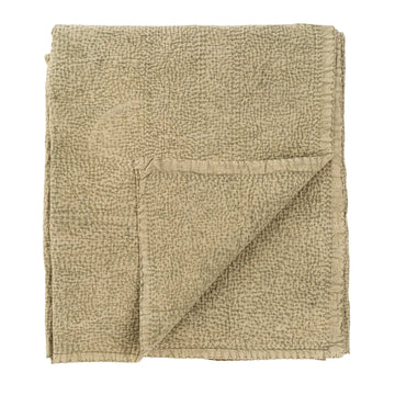 Hand Stitched Cotton Bed Blanket - Neutral Sage