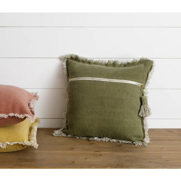 Green Tassel Zip Pillow