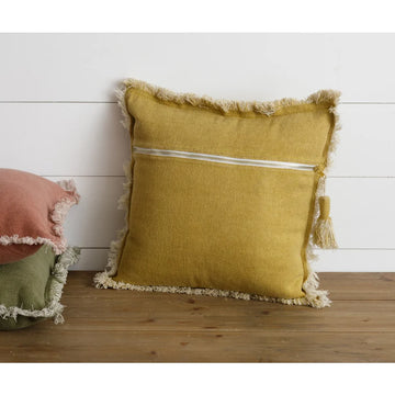 Mustard Tassel Zip Pillow