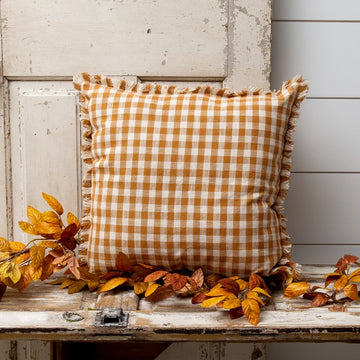 Rust & Cream Check Pillow