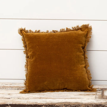 Rust Velvet & Fringe Pillow