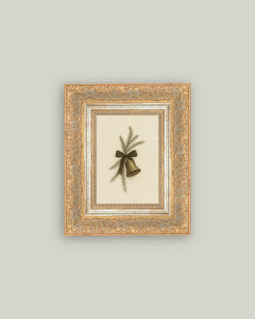 Antique Style Framed Print - Brass Bell with Pine