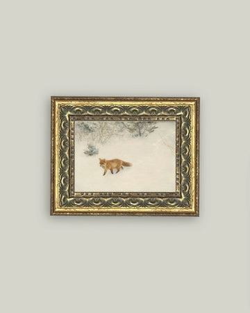 Antique Style Framed Print - Fox in Winter