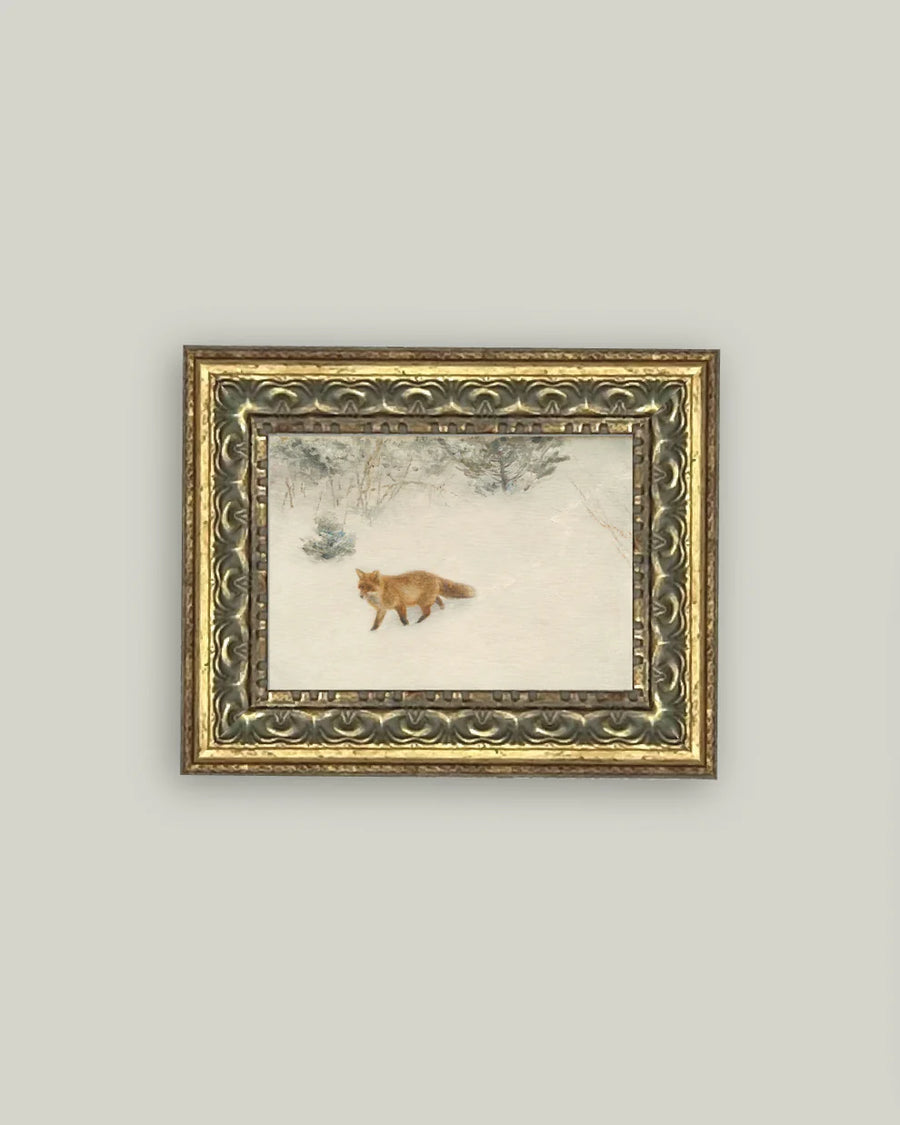 Antique Style Framed Print - Fox in Winter