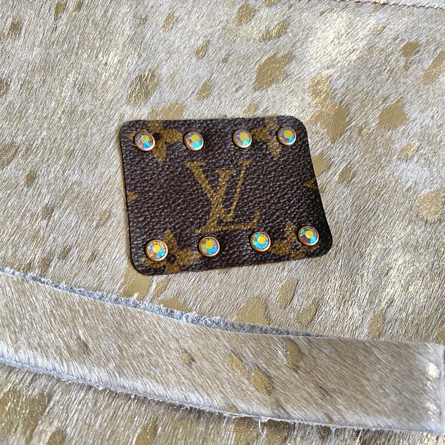 Upcycled LV Logo Cowhide Clutch with Strap