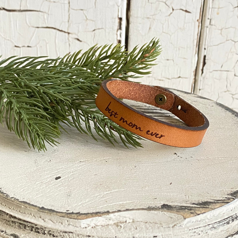 Handmade Stamped Leather Bracelet 