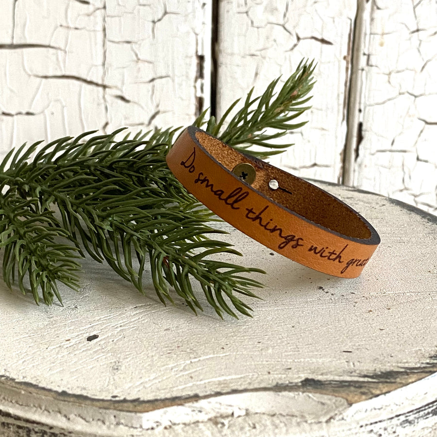 Handmade Stamped Leather Bracelet 