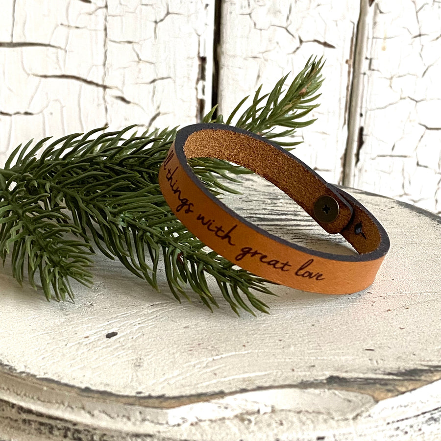 Handmade Stamped Leather Bracelet 