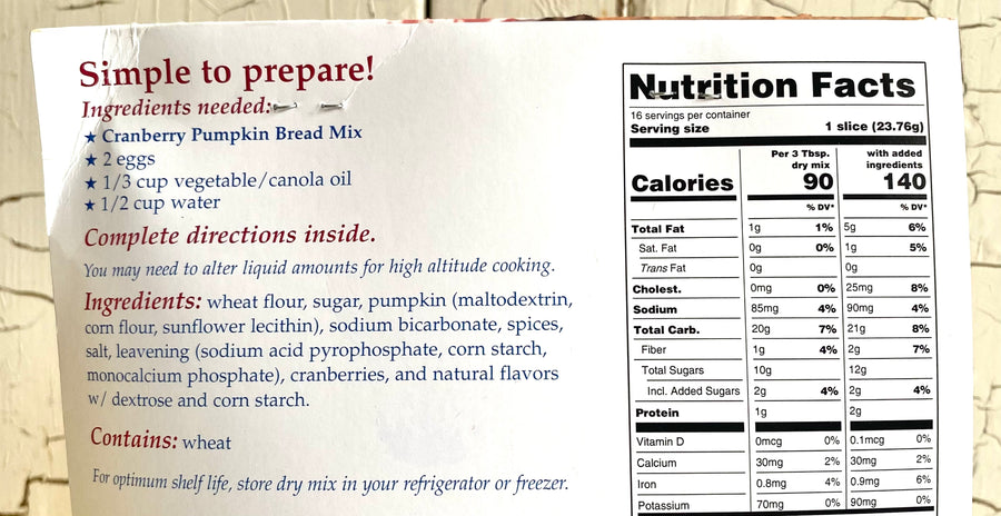 Cranberry Pumpkin Bread Mix