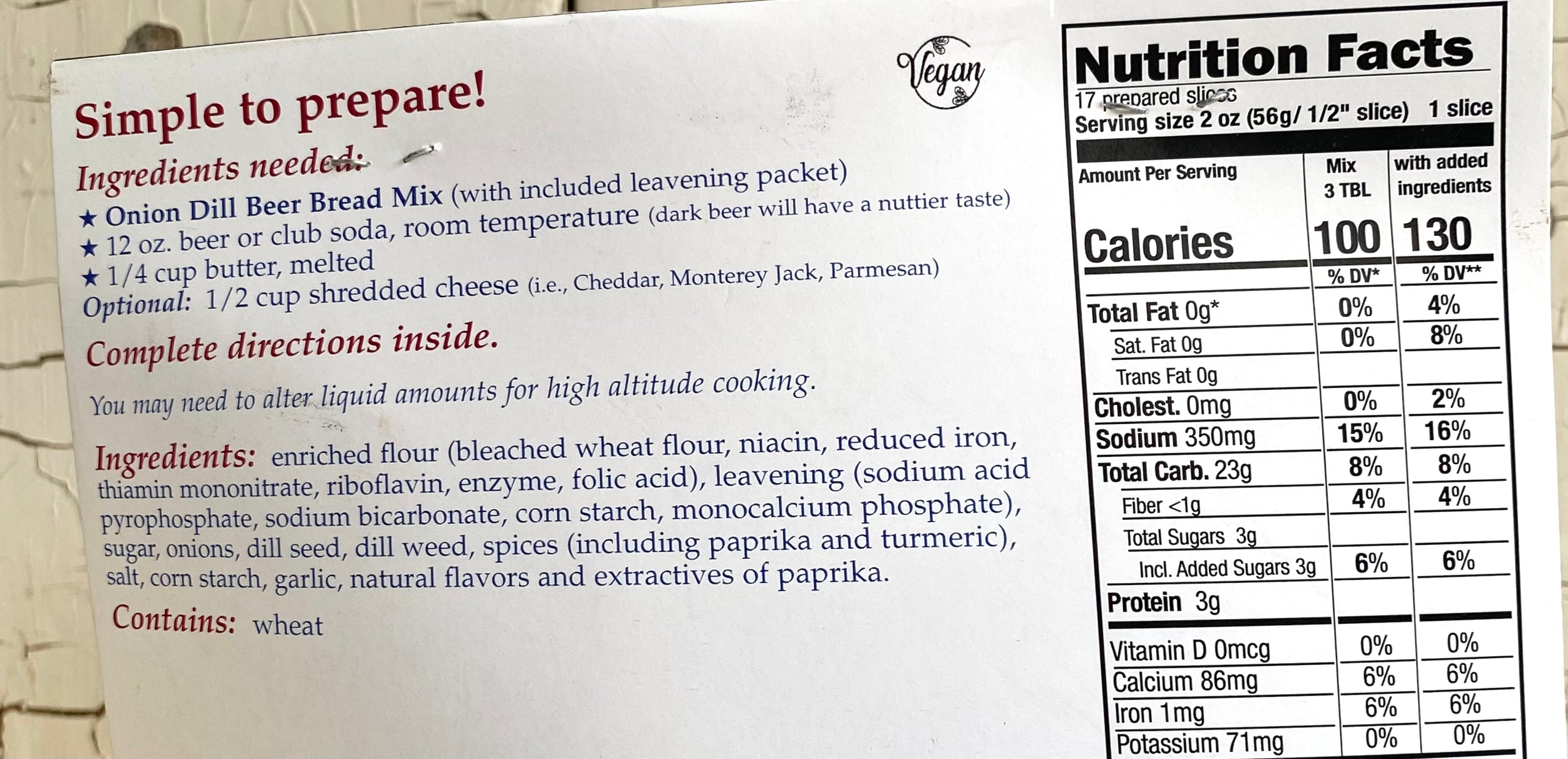 Onion Dill Beer Bread Mix Olde Tyme Marketplace