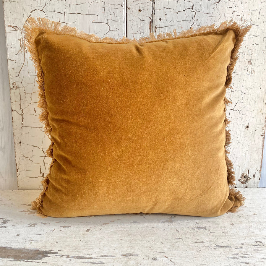 Rust Velvet & Fringe Pillow