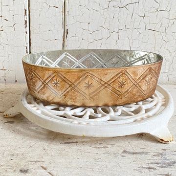 Etched Mercury Glass Dish - Gold Tint