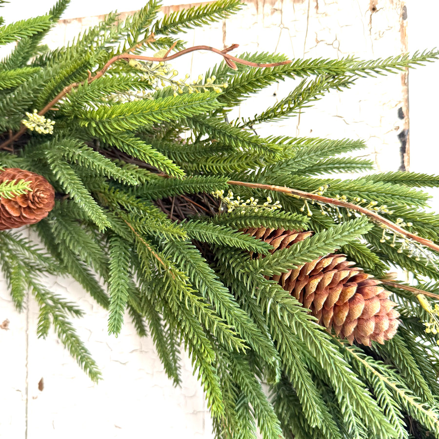 Large Real Feel Austrian Pine Wreath with Pinecones