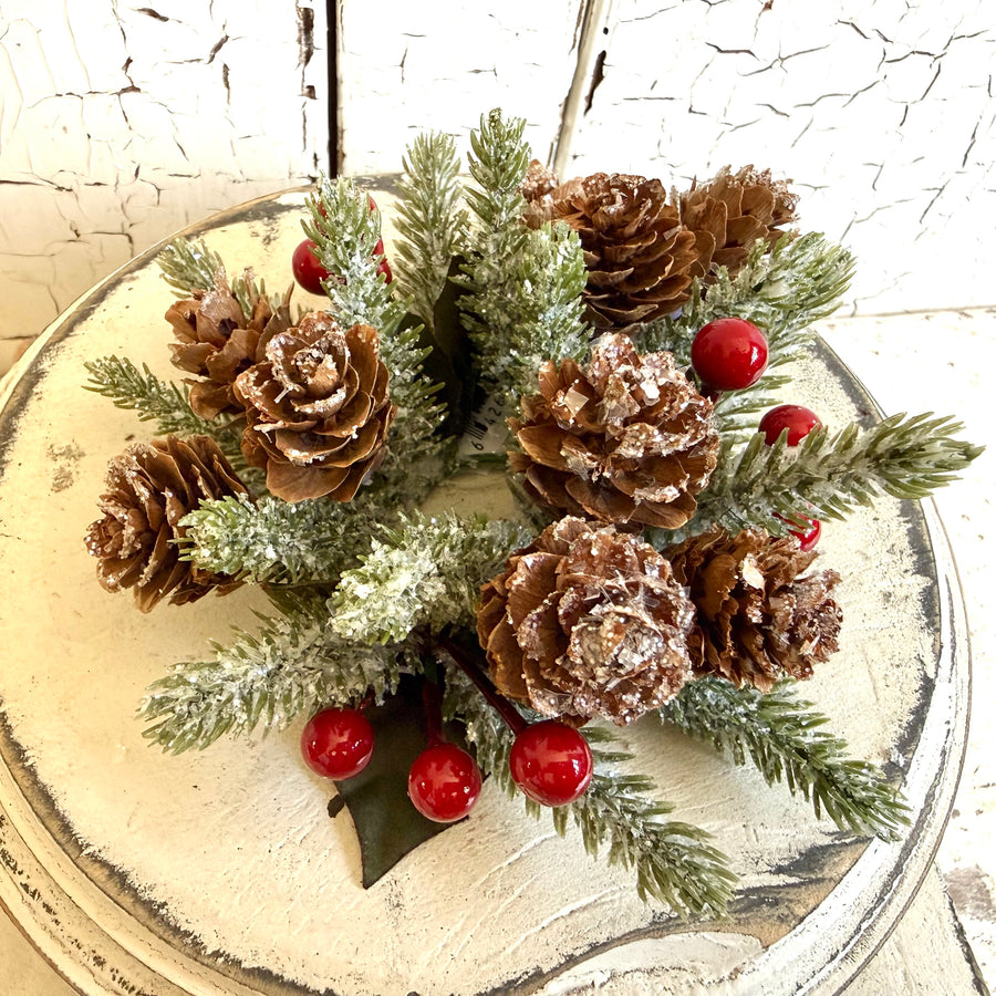 Small Icy Pine Candle Ring
