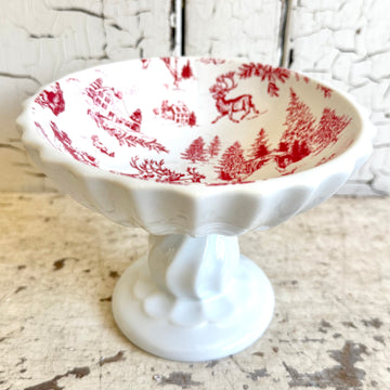 Toile Pattern Pedestal Dish