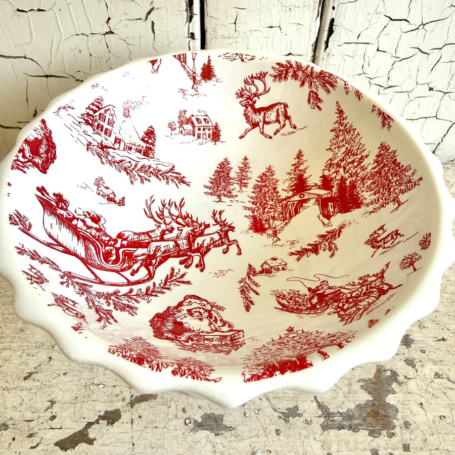 Toile Pattern Pedestal Dish