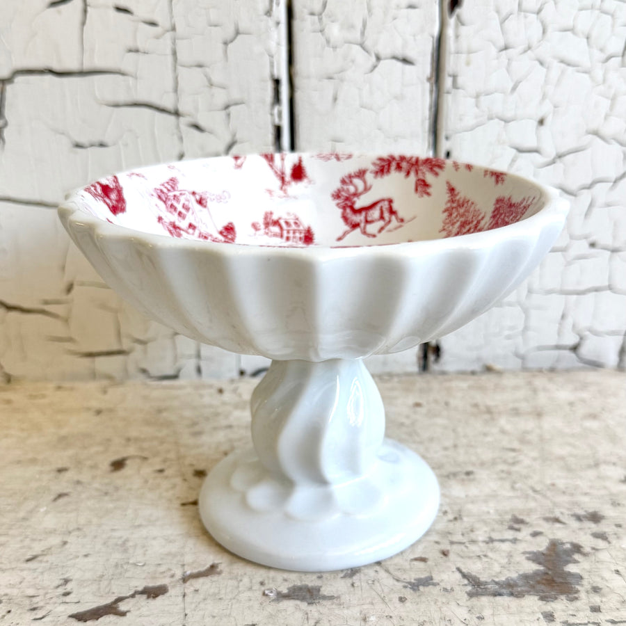 Toile Pattern Pedestal Dish