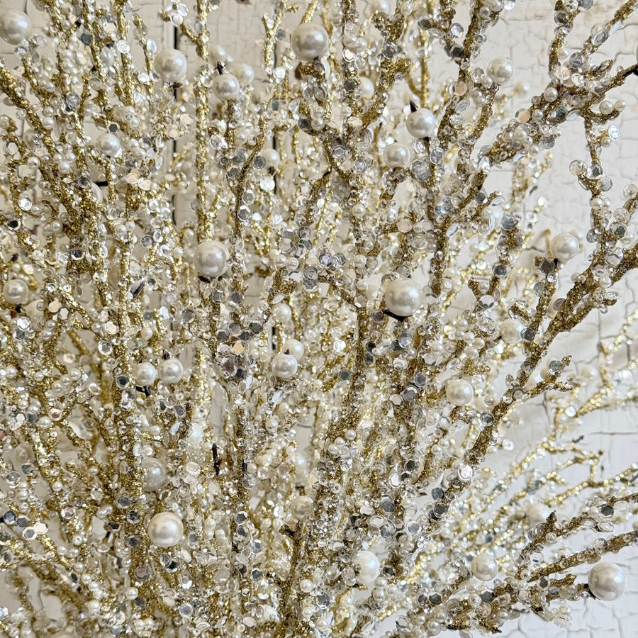 Gold Glittered Pearl Stem