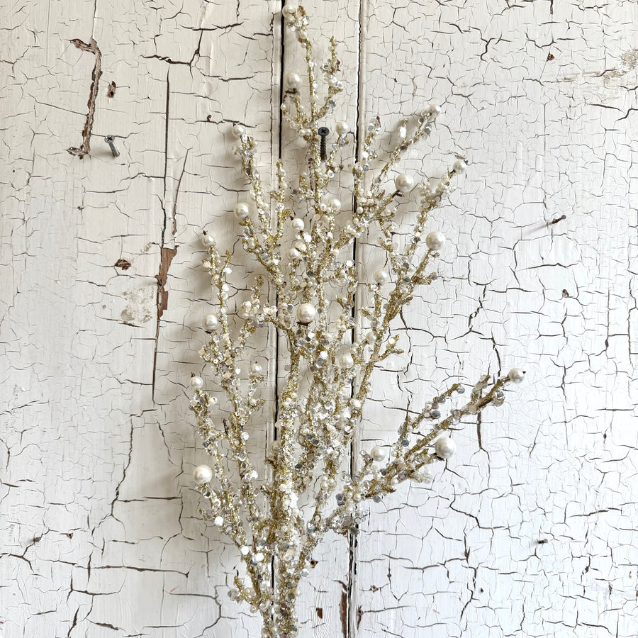 Gold Glittered Pearl Stem