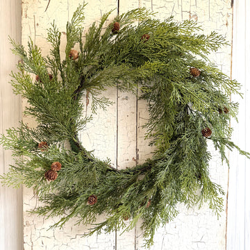 Cedar Wreath with Small Pinecones