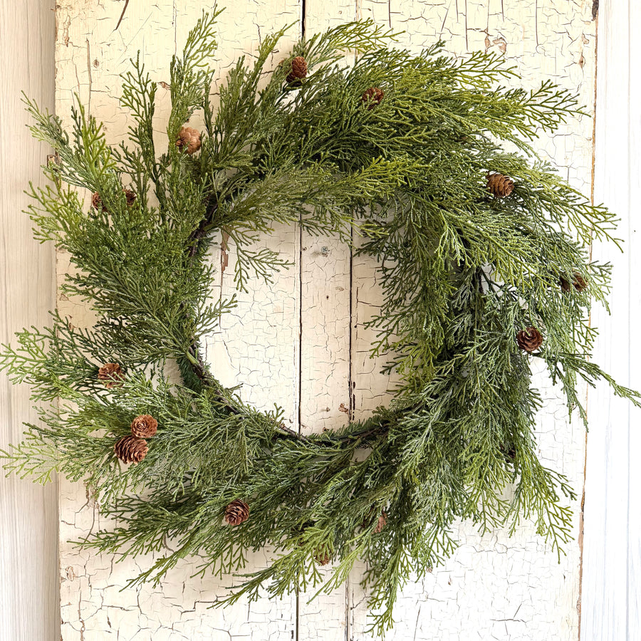 Cedar Wreath with Small Pinecones