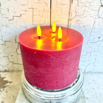 3 Wick Red Wax Pillar Candle