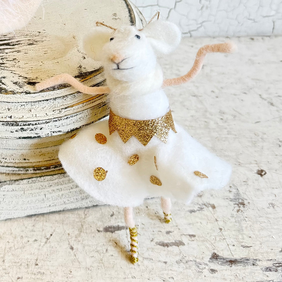 Handmade Felt Wool Ornament - Princess Mice