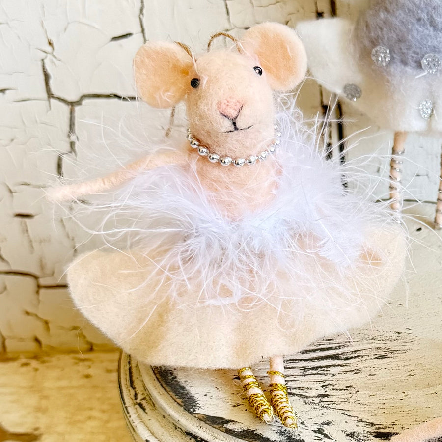Handmade Felt Wool Ornament - Princess Mice