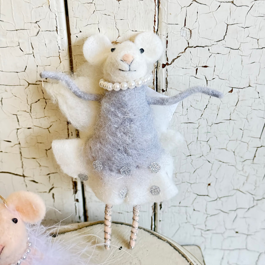 Handmade Felt Wool Ornament - Princess Mice