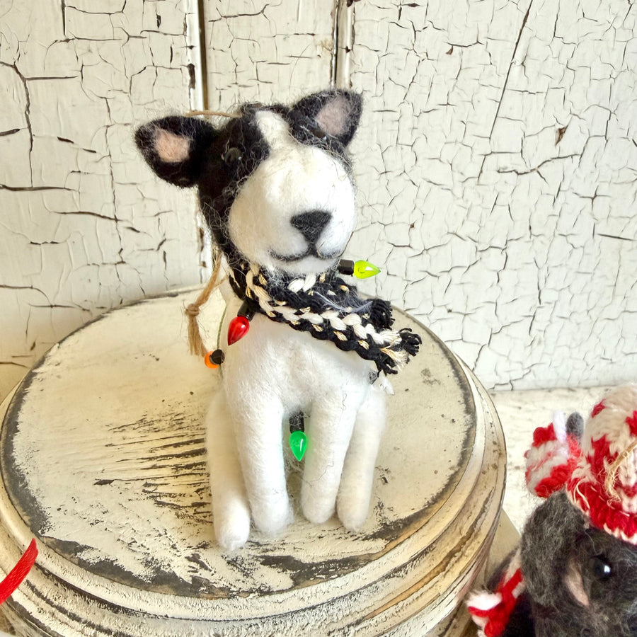 Handmade Felt Wool Ornament - Christmas Dogs