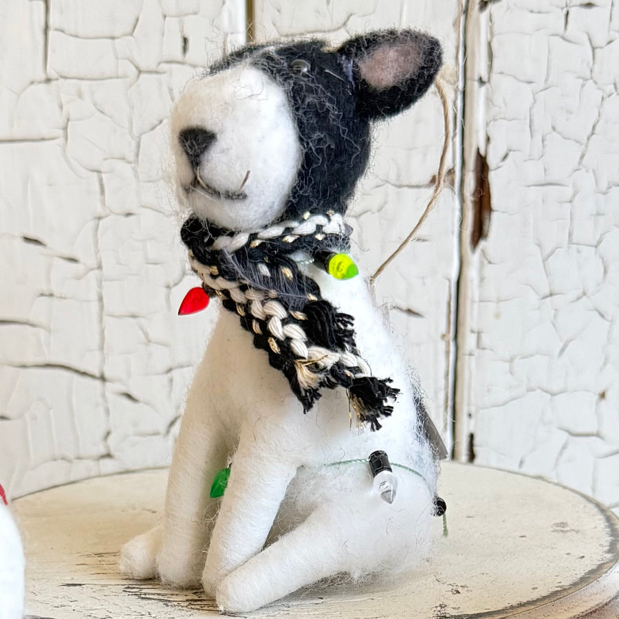 Handmade Felt Wool Ornament - Christmas Dogs