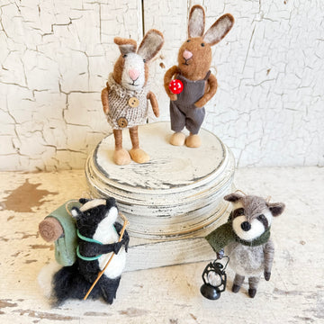 Handmade Felt Wool Ornament - Hiking Crew