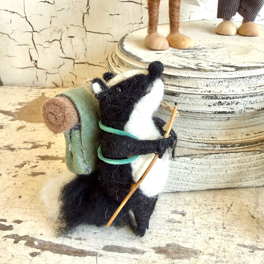 Handmade Felt Wool Ornament - Hiking Crew