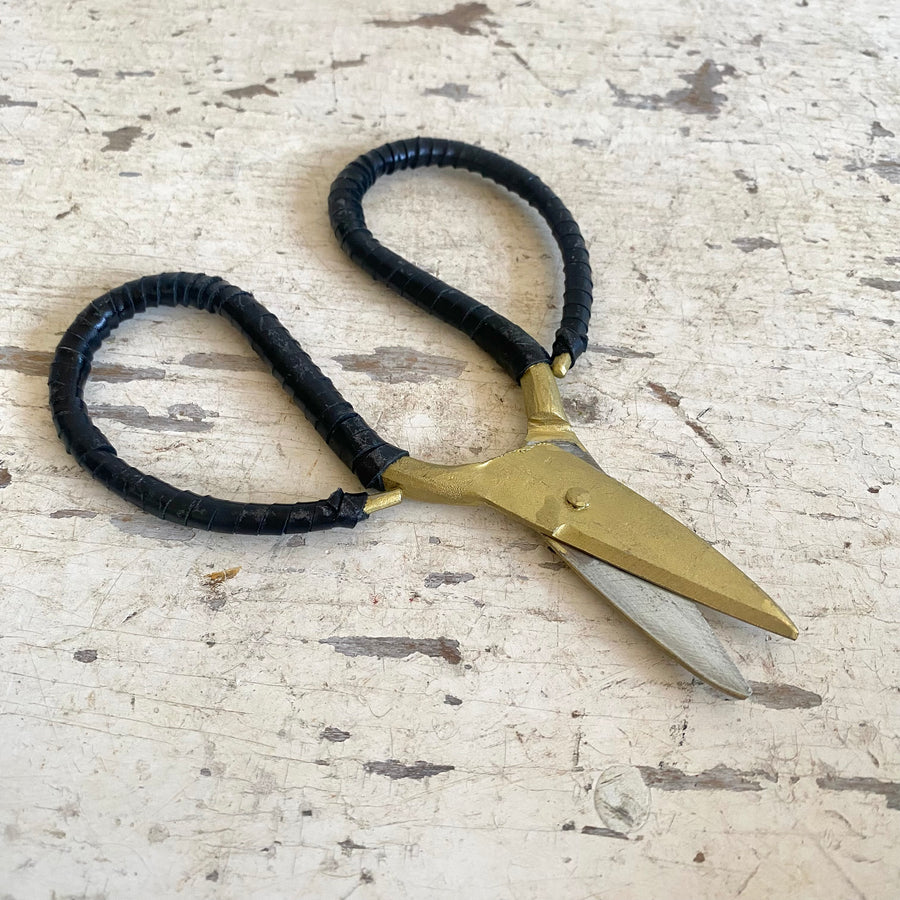 Brass Leather Wrapped Scissors