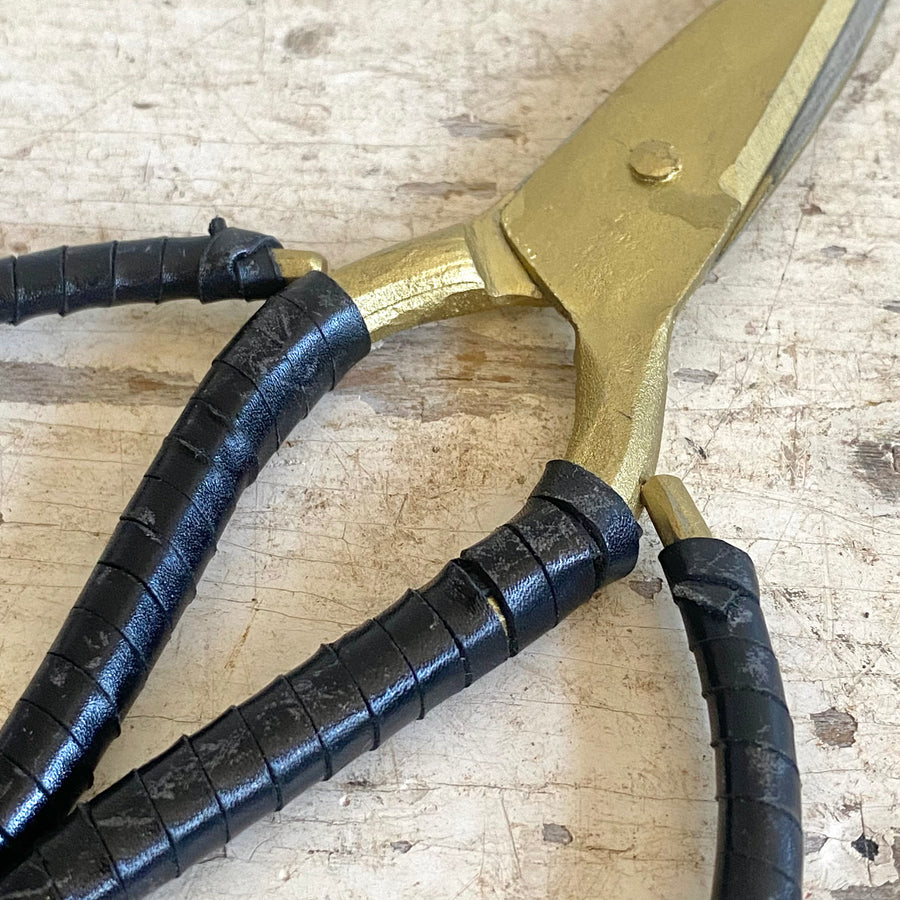 Brass Leather Wrapped Scissors