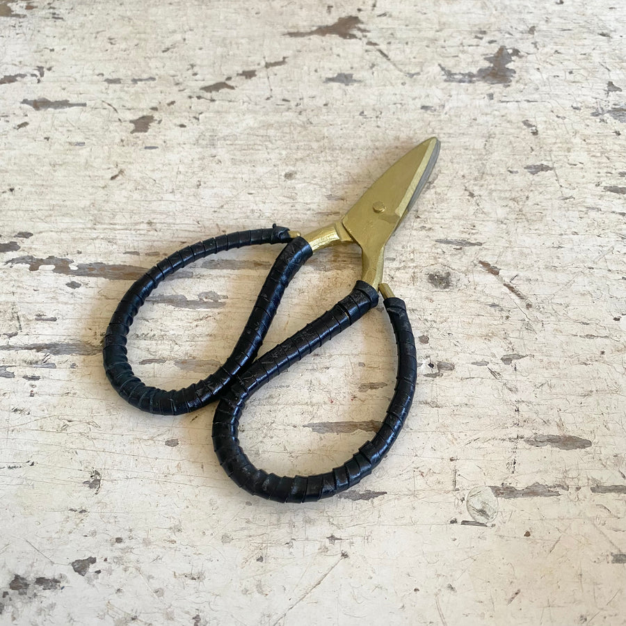 Brass Leather Wrapped Scissors