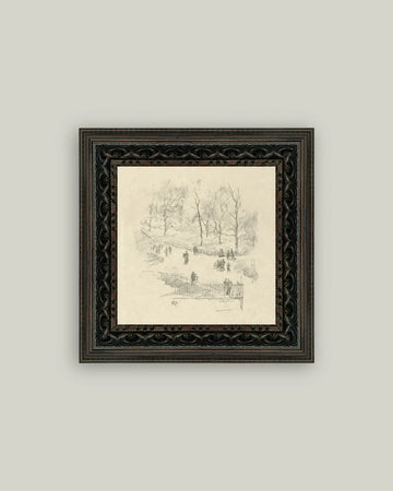 Antique Style Framed Print - Kensington Gardens in Winter