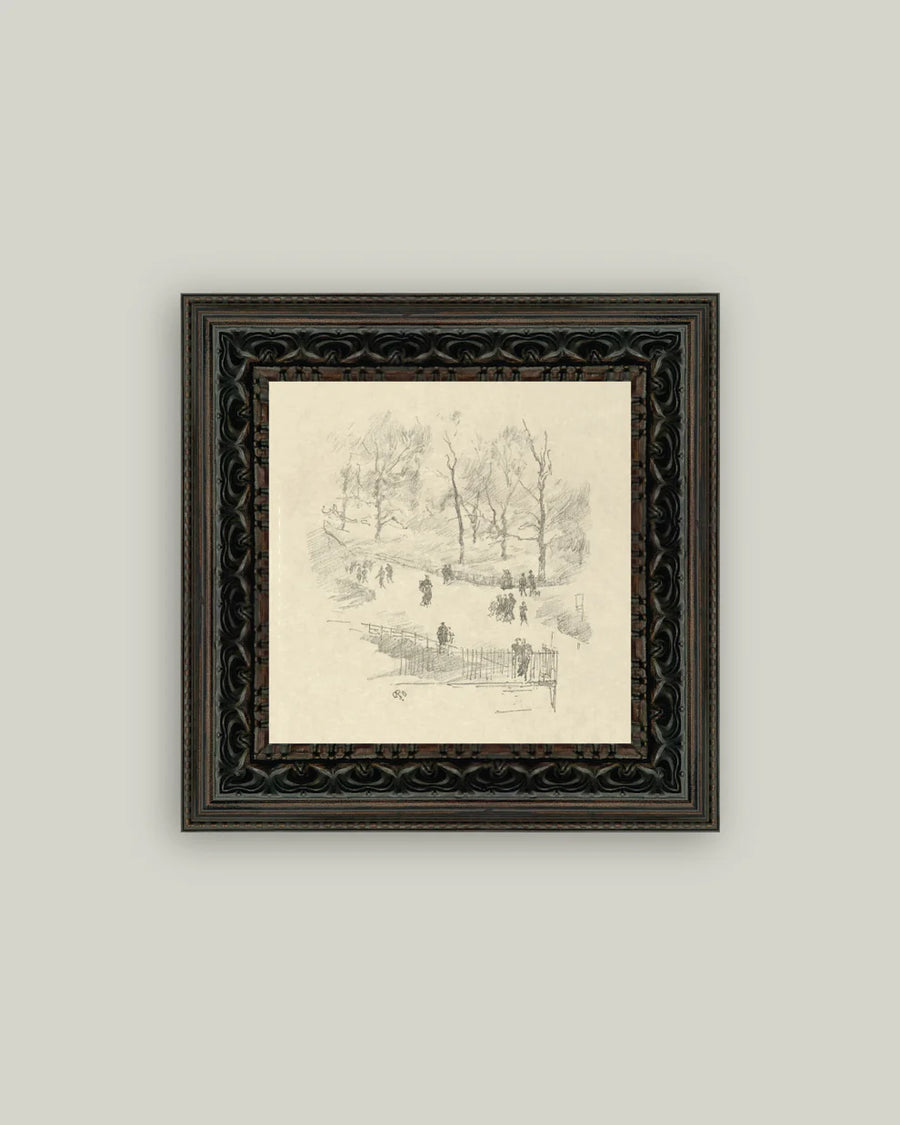 Antique Style Framed Print - Kensington Gardens in Winter