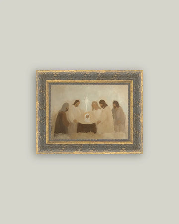 Antique Style Framed Print - Neutral Nativity