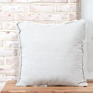 Gray Cotton Pillow with Frayed Edges