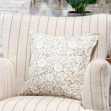 Beige Spring Floral & Leaves Pillow