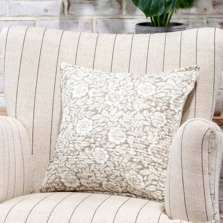 Beige Floral & Leaves Pillow