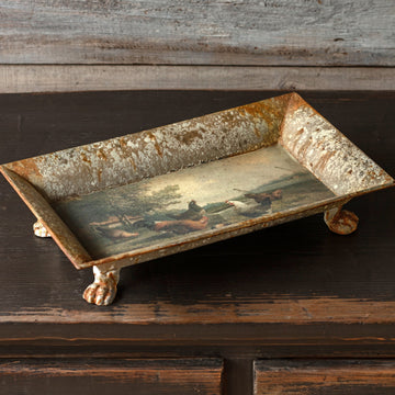Vintage Look Poulets Tole Tray