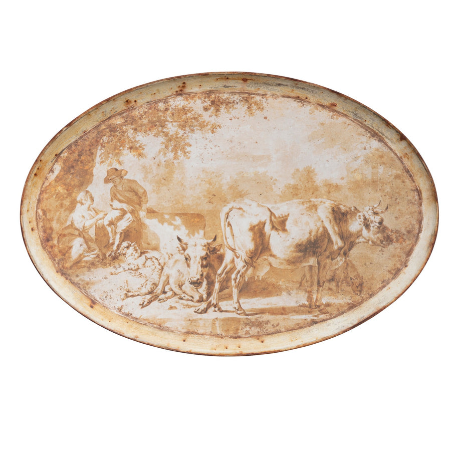 Vintage Look Burnished Oval Tray