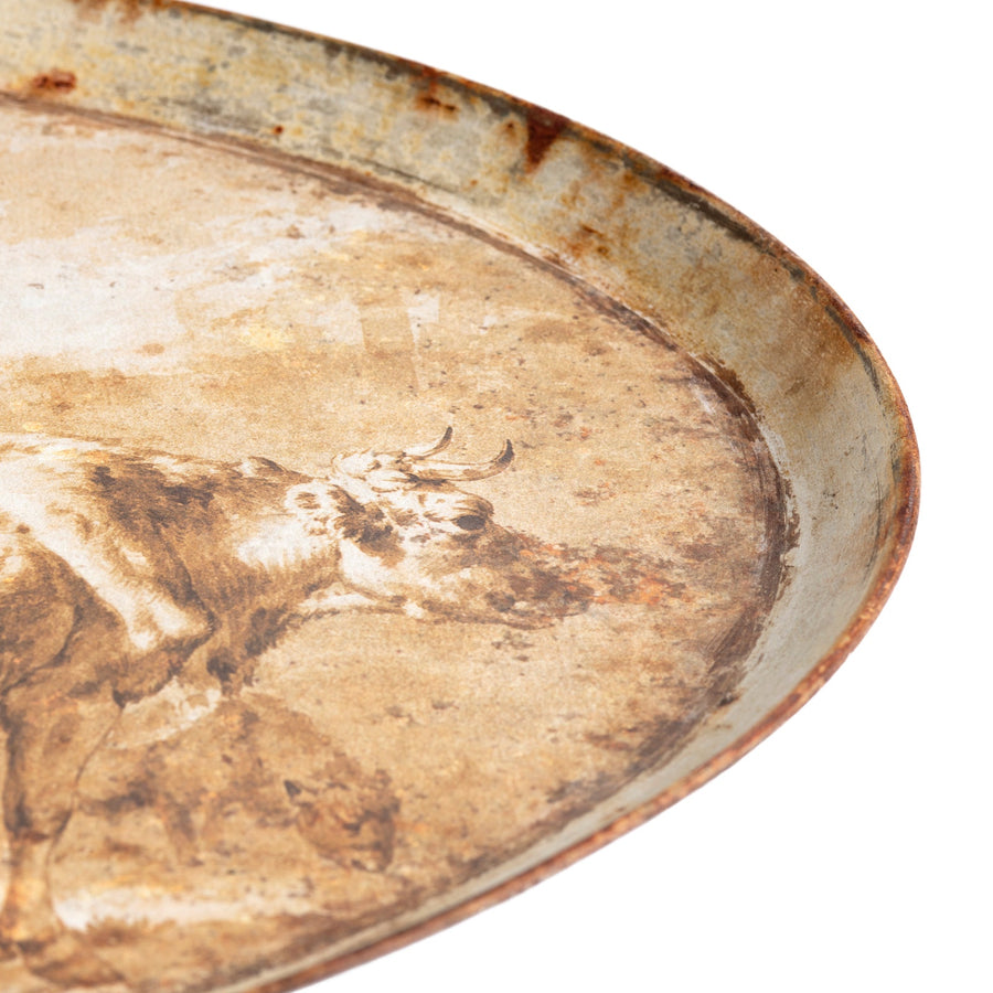 Vintage Look Burnished Oval Tray