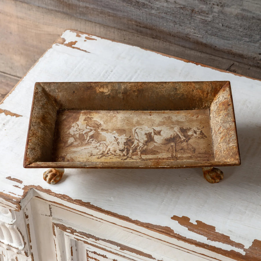 Vintage Look Burnished Tole Tray