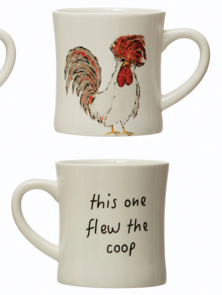 8 Ounce Stoneware Double-Sided Chicken Mug