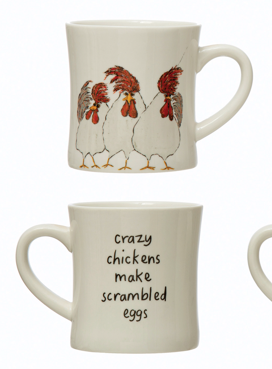 8 Ounce Stoneware Double-Sided Chicken Mug